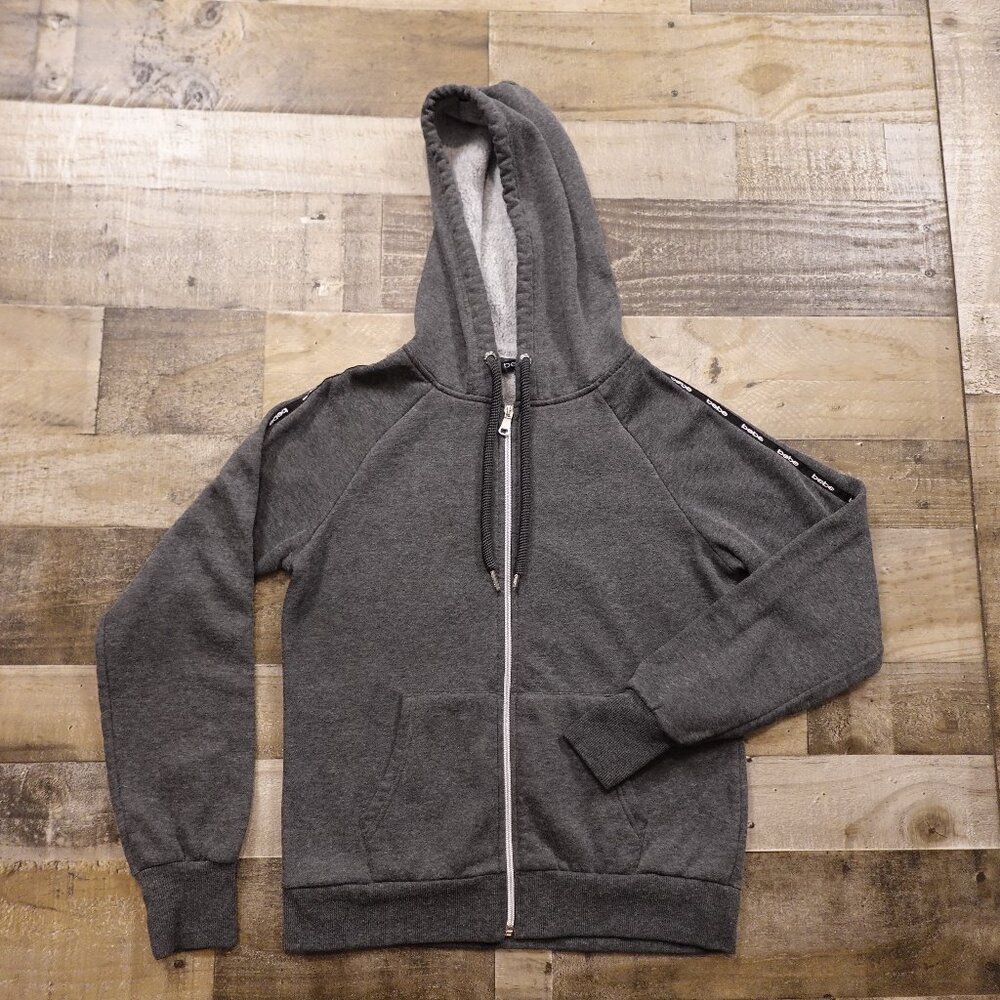 Bebe Sport Full-Zip Fleece Hoodie Women’s Medium Charcoal Gray Athletic Lounge‎